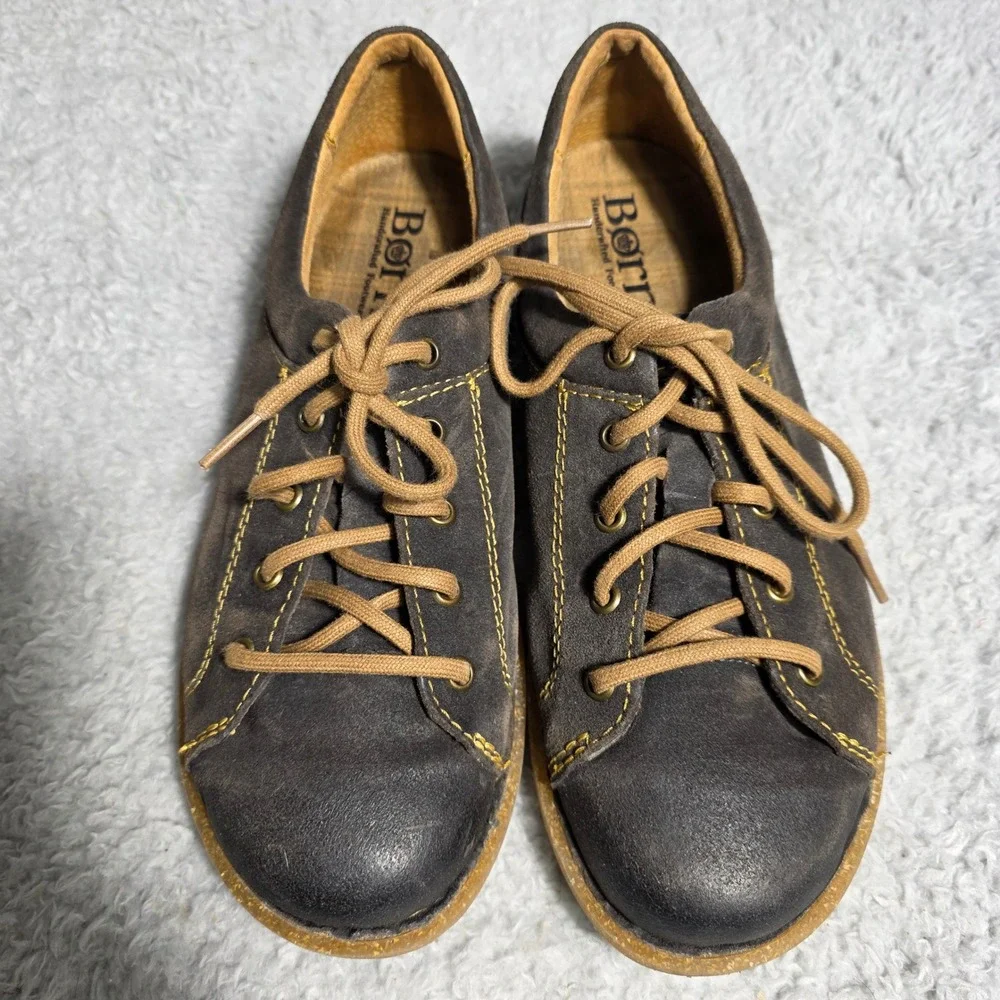Born Suede Trevan Leather Shoes Loafers Gray Handcrafted Womens 10 EU 42‎